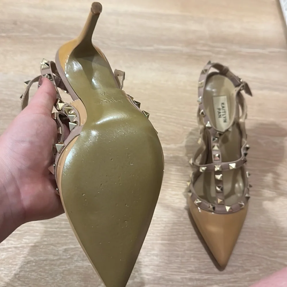 Kaitlyn pan heels nude rock stud